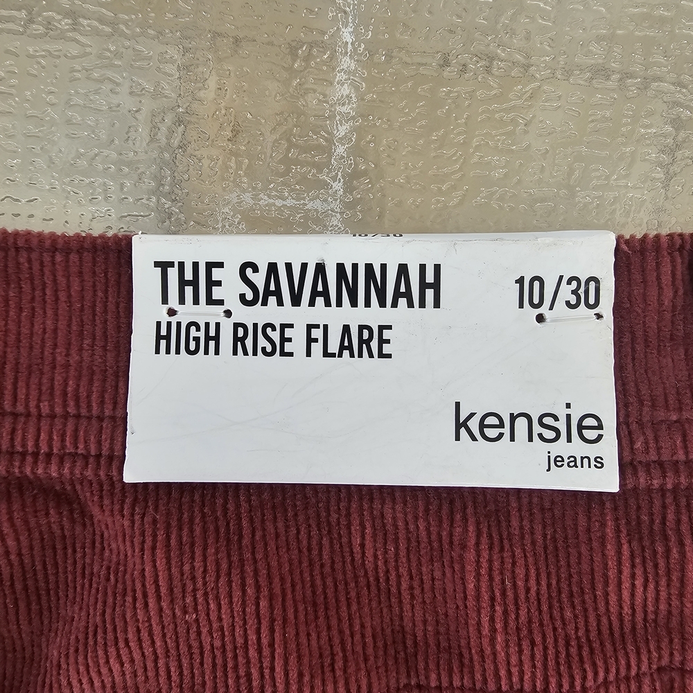 Kensie Savannah Woman's High Rise Flare Corduroy Pants Burgundy 10/30 Retro Chic - Picture 4 of 13